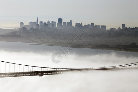 旧金山天线雾在日出清晨滚图片
