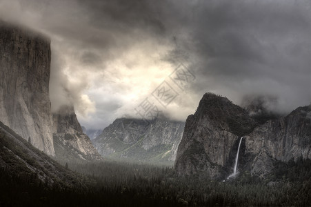 Yosemite公园瀑布图片