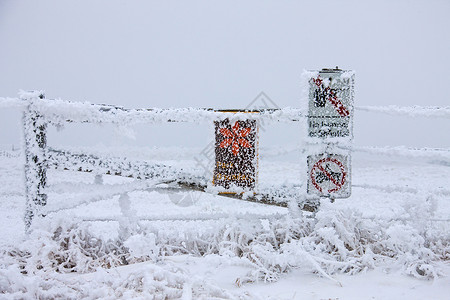 冬天标志温冬冰霜加拿大萨斯喀彻温加拿大冰风暴标志背景