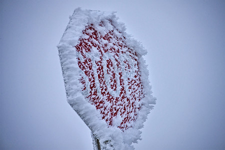 温冬冰霜萨斯喀彻温加拿大冰暴停止标志图片