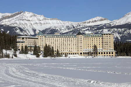 加拿大艾伯塔酒店加拿大冬季高清图片
