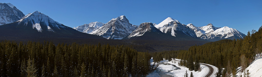 路易丝湖落基山脉火车轨道冰碛曲线加拿大图片