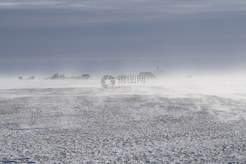 萨斯喀彻温平原冬季极端寒冷的草原风景图片