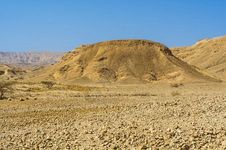 惊艳窒息落基山以色列内盖夫沙漠的落基山以色列南部岩层令人窒息的景象被瓦迪斯山和深坑打断的尘土山背景