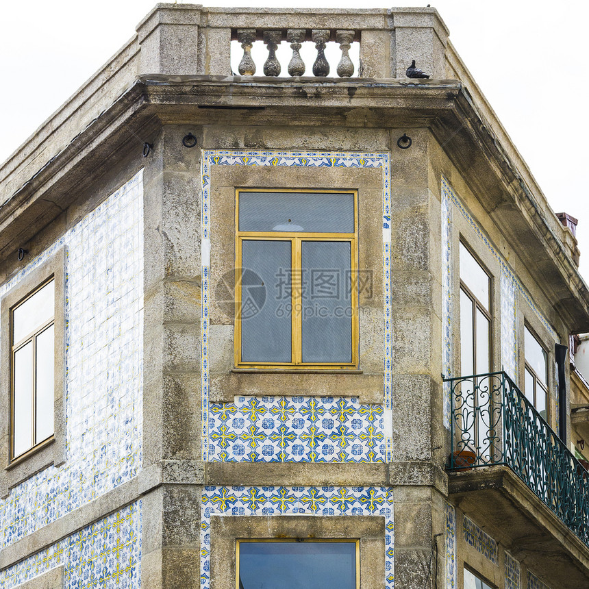 葡萄牙的阿祖莱霍陶瓷砖外墙图片