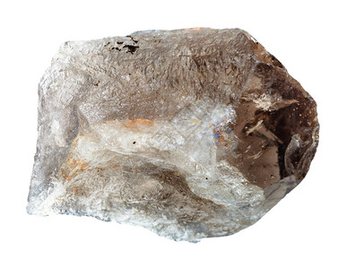 天然矿物的大规模在乌拉尔山的白色背石灰上被隔离的粗糙烟雾石英图片