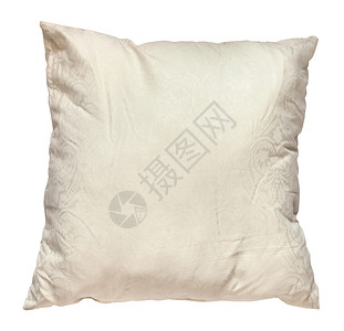 白色背景上隔离的用过奶油色软枕头顶部视图背景图片