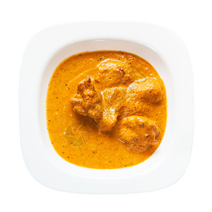 印度烹饪MurgMakhanMasala烧烤鸡片辣番茄和奶油咖喱酱图片