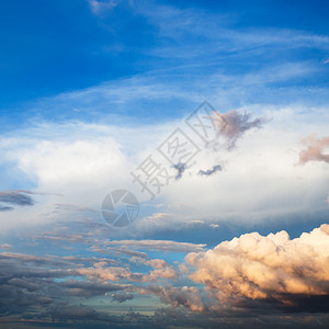 莫斯科深蓝天空中的白云和粉红花夏季傍晚在莫斯科上空背景图片