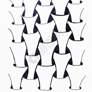 白纸上的抽象手画图案用触觉笔绘制管道交织的黑白装饰品图片