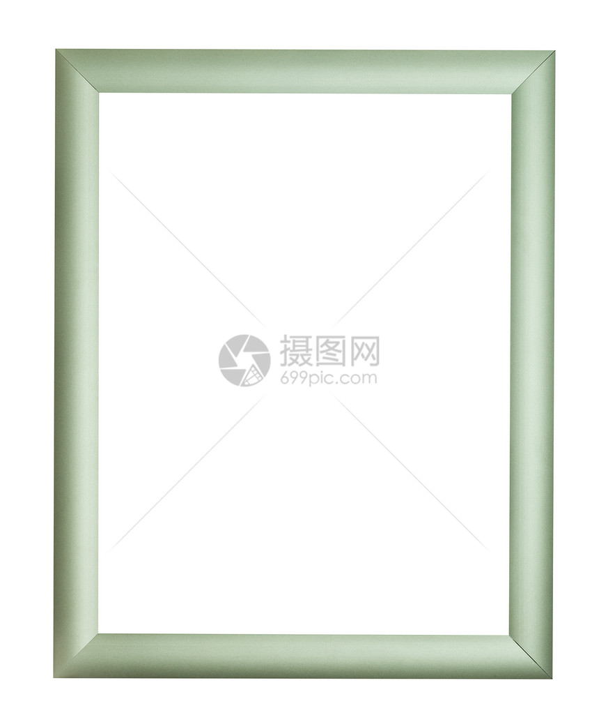 白色背景上隔离的剪切画布现代绿色银木图片框架图片