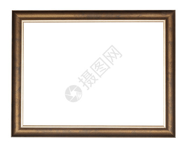 白色背景上隔离的剪切画布空铜制木框图片
