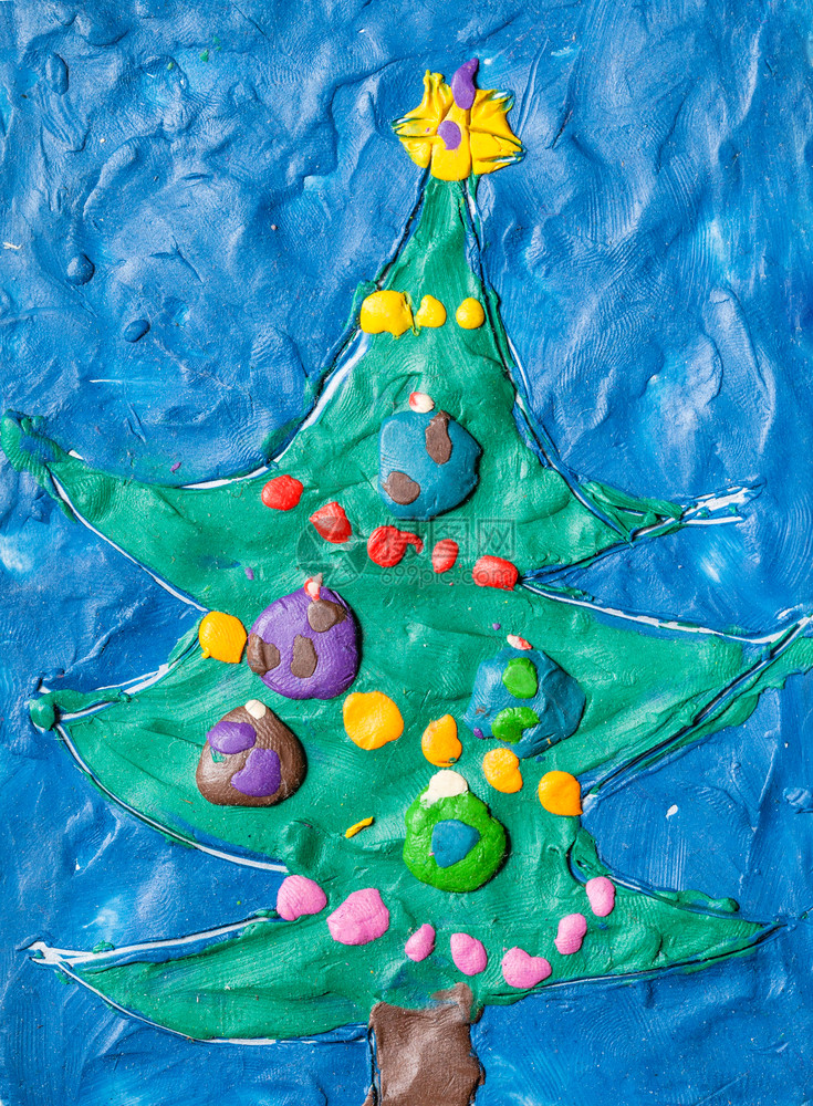 新年贺卡装饰圣诞树配有塑胶图片
