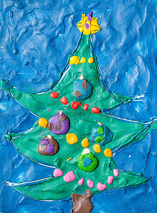 新年贺卡装饰圣诞树配有塑胶背景图片