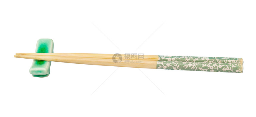 白底片隔绝在筷子休息处的装饰木棍侧面视图图片