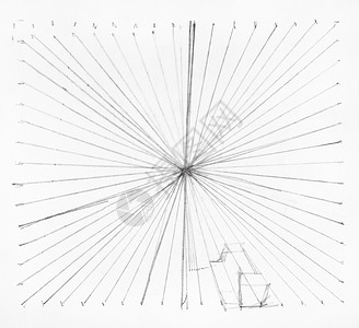 白纸上黑铅笔亲手绘制的正方形中央汇合线背景图片