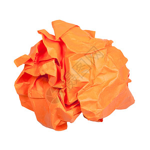 在白色背景上被孤立的折叠橙色纸球背景图片