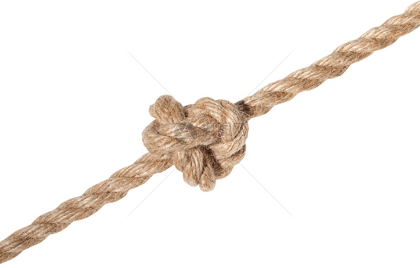 阿什利的断绳系在厚的黄麻绳上图片