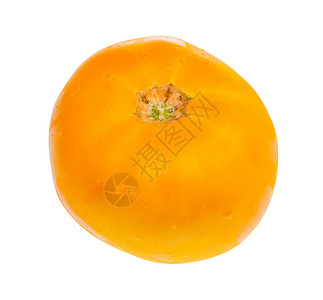 白底孤立的成熟有机黄番茄图片