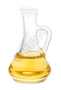 在白色背景上隔离植物油的玻璃罐背景图片