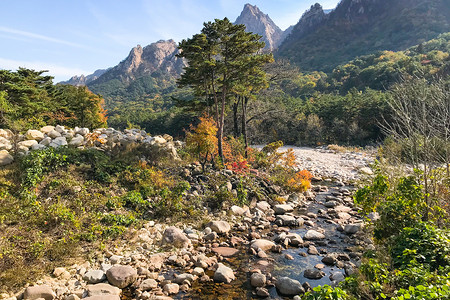 韩国南部Seoraksan公园山河秋天手机智能拍摄图片