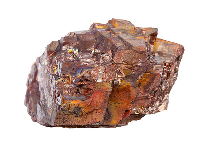 地质采集的自然矿物样本封存白色背景隔离的粗毛西红岩图片