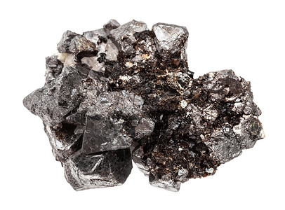 地质采集的自然矿物样本封存白底孤立的原晶石磁铁矿图片