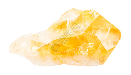 地质采集的自然矿物样本封存白底绝缘的未排污清盐黄石英晶体图片