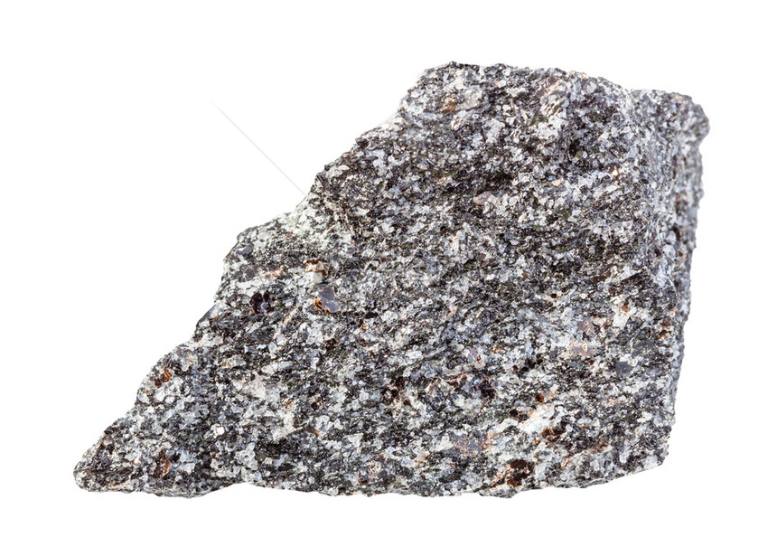 地质采集的天然矿物样本封存白背景与隔离的无污染尼菲linesyyenite岩图片