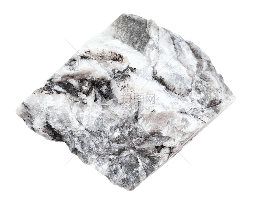 地质采集的自然矿物样本封存白色背景上孤立的原灰色磁石图片
