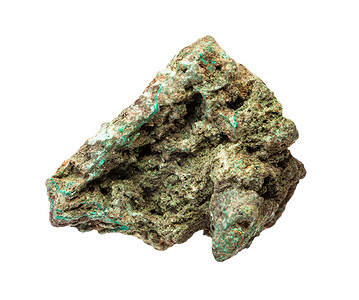地质采集的天然矿物样本封存白色背景中分离的粗铜矿石马拉岩图片