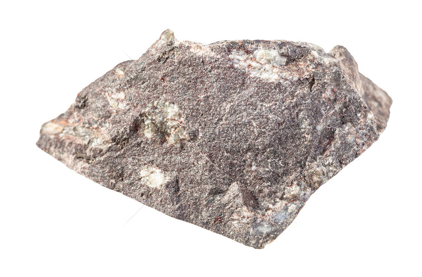 地质采集的天然矿物样本封存白色背景上隔离的原植物状巴萨尔特岩图片