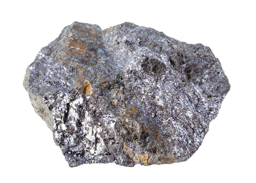 地质采集的天然矿物样本封存原GaleniteGalenaGalenite铅透视白色背景上隔离着Chalcoplyrite岩石图片
