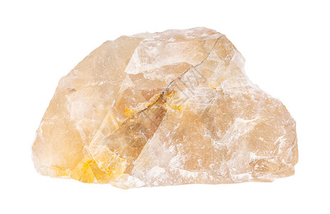 地质采集的天然矿物样本封闭白色背景上孤立的原黄色氟化物浮石岩图片
