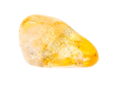 地质采集的天然矿物抽样白底绝的抛光柑橘石YellowQuertz宝石图片