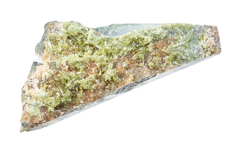 地质采集的天然矿物样本封存白底孤立的未排水岩上维苏安晶体图片