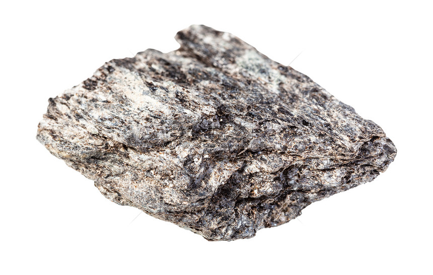 地质采集的自然矿物样本封存白色背景上孤立的原石英生墨岩白色背景上孤立的原石英生墨岩图片