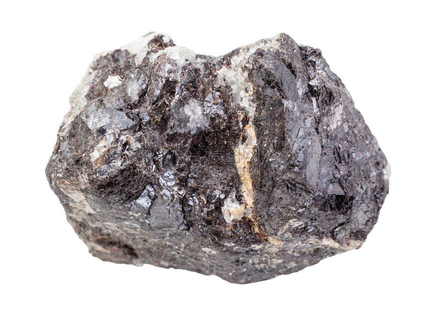 地质采集的天然矿物样本封闭白色背景上隔离的原斯帕勒石锌矿图片