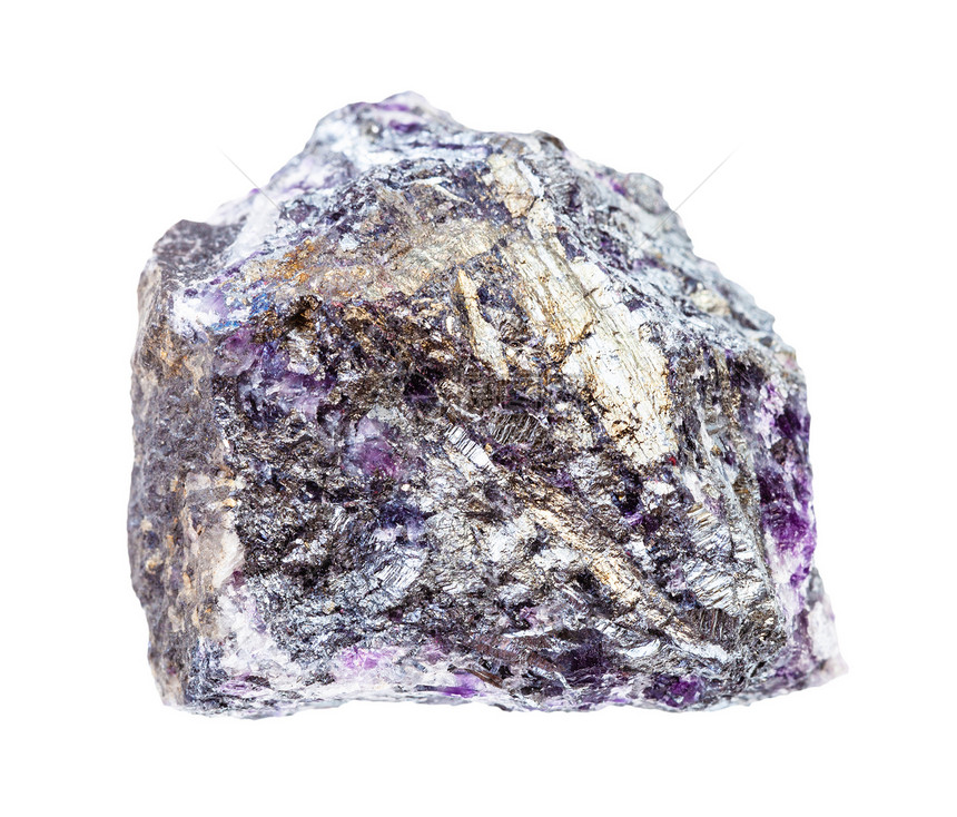 地质采集的天然矿物样品特写粗辉锑矿辉锑矿矿石白色背景上分离紫水晶石英含紫水晶的粗辉锑矿辉锑矿图片