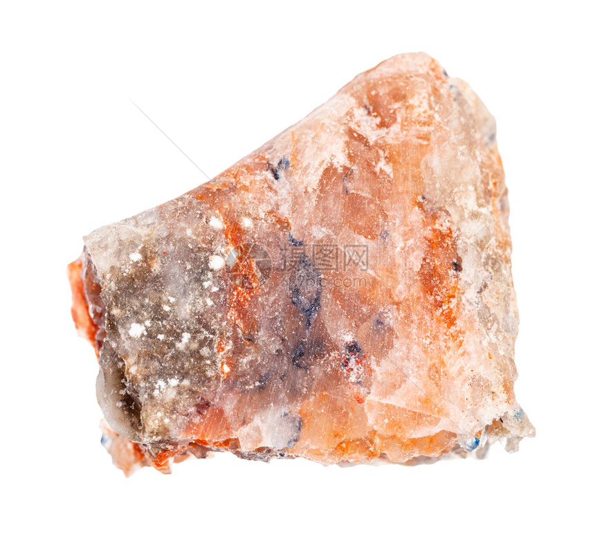 地质采集的天然矿物样本封存白色背景隔离的岩石盐哈利特一块图片
