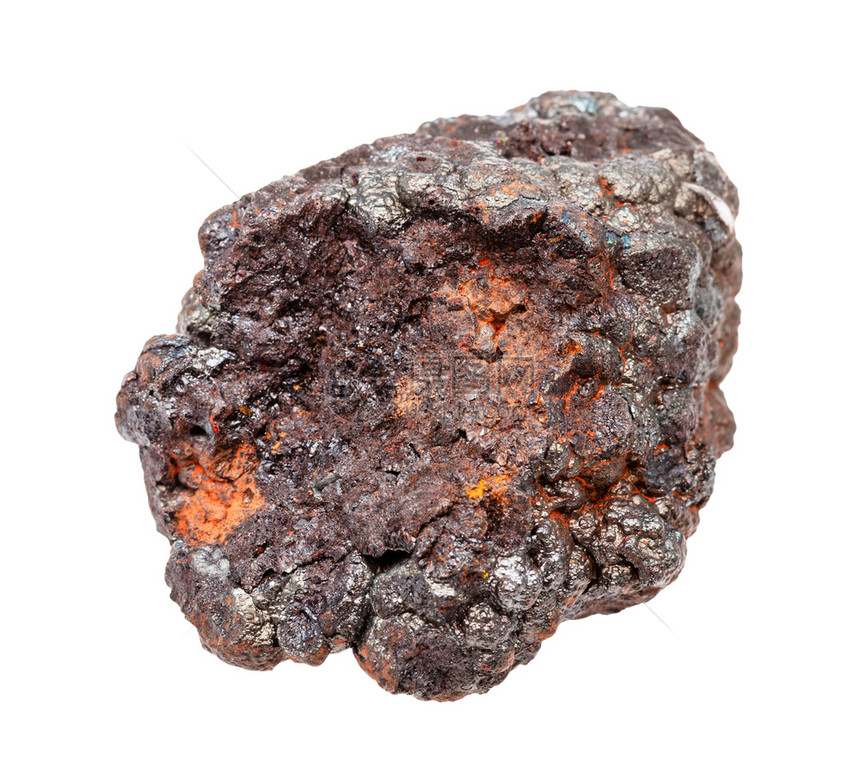 地质采集的天然矿物样本封存白色背景上隔离的原戈埃岩石图片