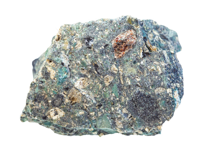 地质采集的天然矿物样本封存白色背景隔离的粗金伯利岩图片