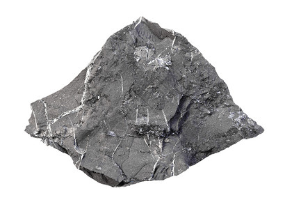 地质采集的自然矿物样本封存白色背景隔离的未污染Shungite页岩图片