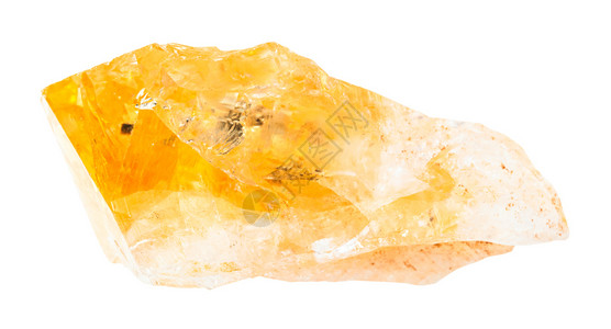 地质采集的自然矿物样本封存白底孤立的未排污柑橘黄石英岩图片