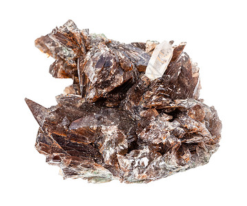 德鲁塞地质采集的自然矿物取样封闭式抽白底隔离的Axinite晶体的钻井背景