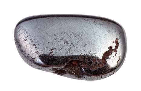 地质采集的天然矿物样白色背景上孤立的深褐色黑宝石图片
