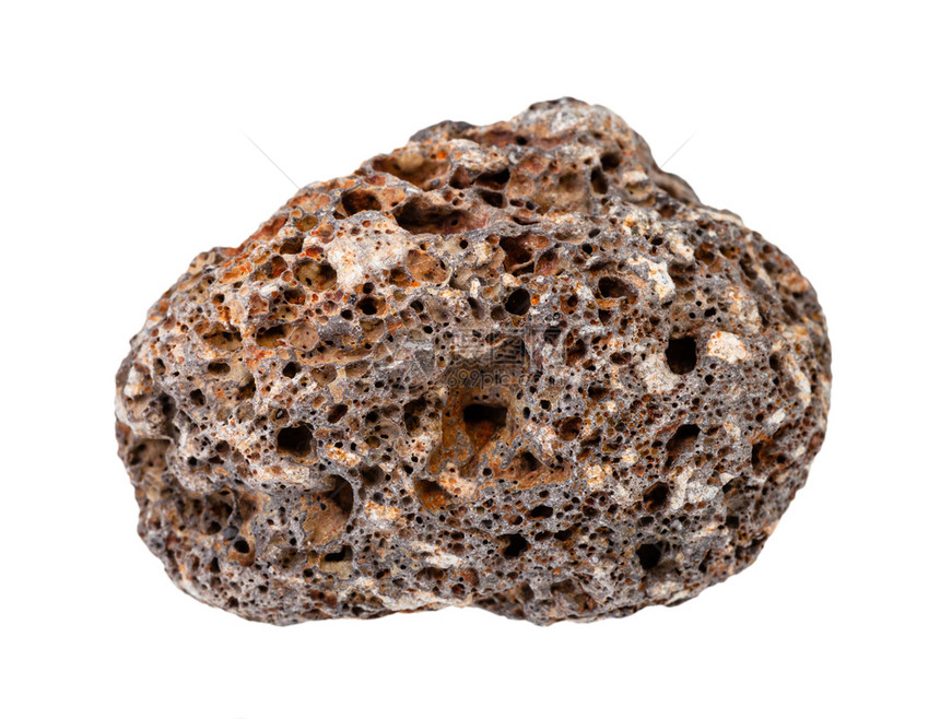 地质采集的天然矿物样本封存白色背景孤立的棕褐宝石岩图片