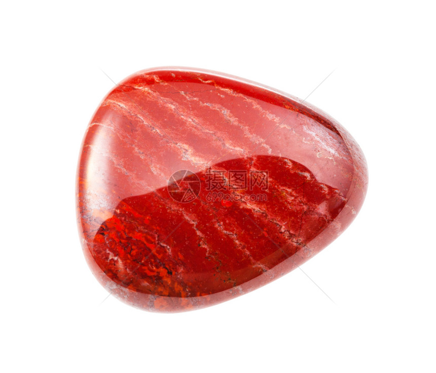 地质采集的天然矿物样本查封白色背景上孤立的红色Jasper宝石白色背景上孤立的红色Jasper宝石图片