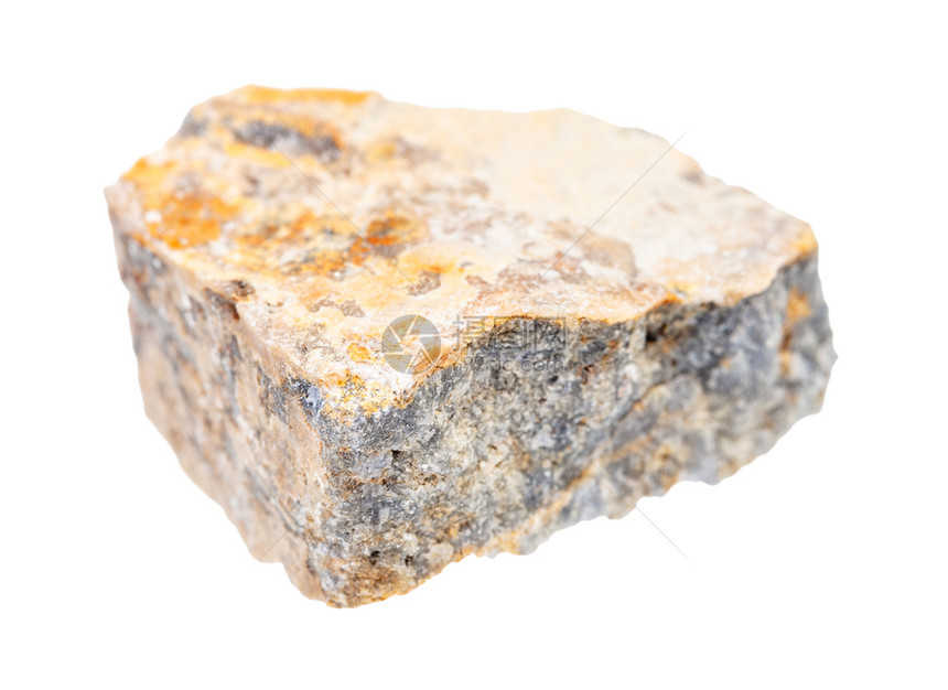 地质采集的自然矿物样本封存白色背景孤立的Cronduncm岩石图片