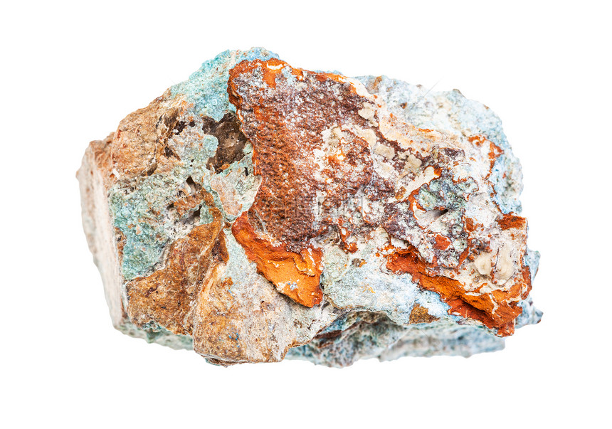 地质采集的天然矿物样本封存白色背景孤立的未污染Scorodite岩石白色背景孤立的未污染Scorodite岩石图片